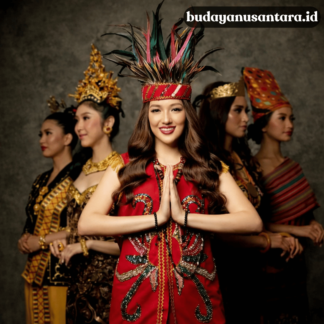 Raja Rote Busana Adat Suku Dayak dan Makna Motif Burung Enggang